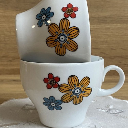 KAHLA GDR porcelain vintage set new, 6 cups, 6 saucers, 6 dessert plates
