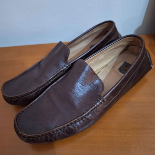 Men's leather shoes brown like new, slip-ons