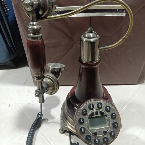 Telephone vintage used, decorative, brown, cordless