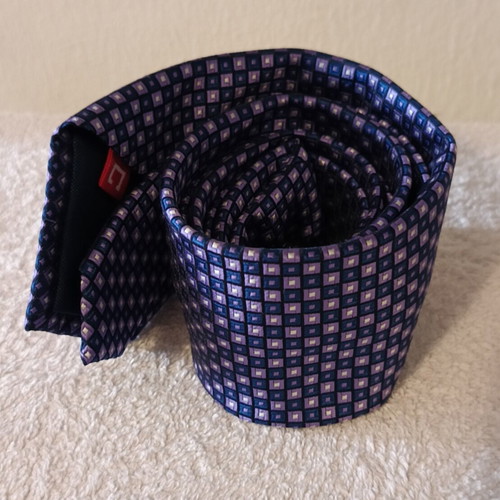 Chaps men's tie blue with purple check, 100% polyester, new