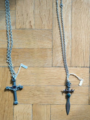 Alchemy Gothic Crosses with Chain new, silver, set of two