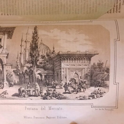 Βιβλίο γεωγραφικός άτλας 1863 μεταχειρισμένο, ιταλική γλώσσα, 1086 σελίδες