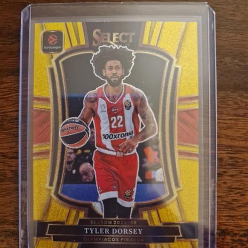 Panini Euroleague Select Olympiacos Tyler Dorsey Gold Glitter Card new
