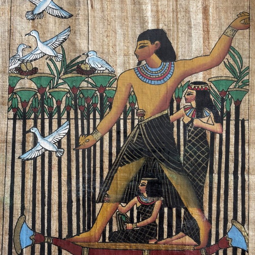 Vintage Egyptian Handmade Papyrus with Certificate 40×30 cm