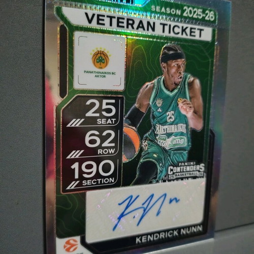 Panini Contenders Euroleague Veteran Ticket Silver Kendrick Nunn autograph like new 2025-26