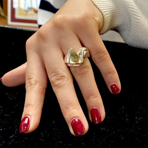 Silver-gold k14 ring new, size No15/55