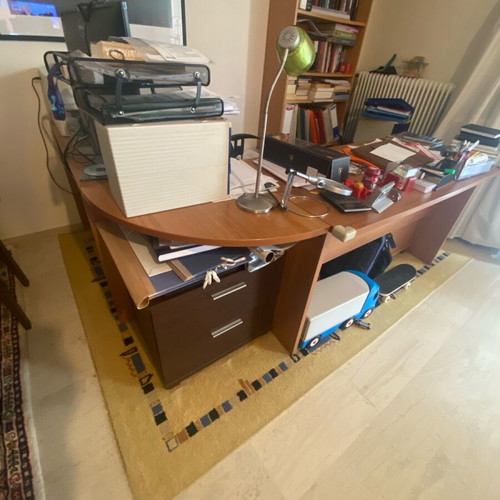 Corner desk used, separable into 2 with computer shelf