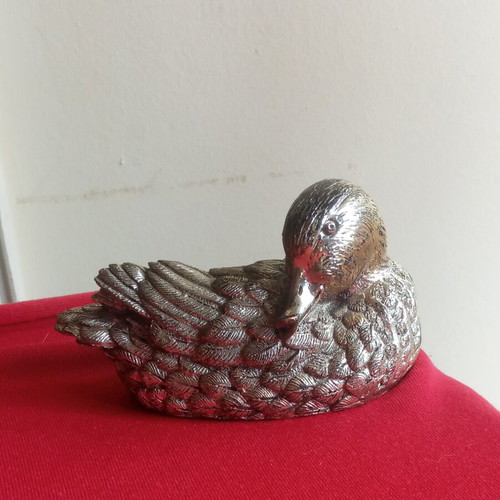 Decorative Silver-Plated Duck Vintage 1970 Like New