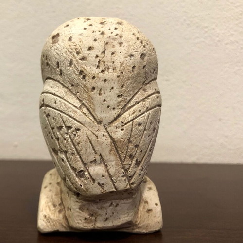 Owl statue used, cast stone, height 10cm