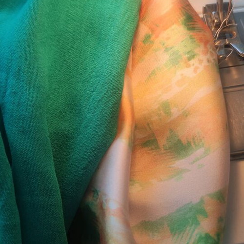 Handmade satin scrunchies set of 2 new, green