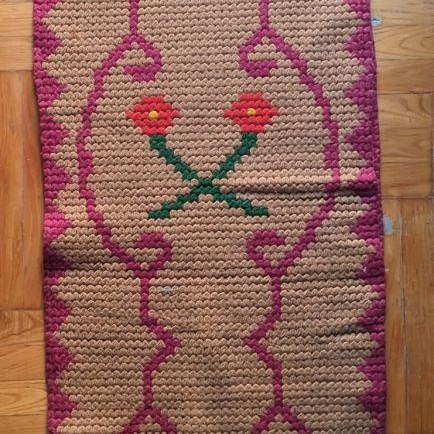 Knitted runner rug used, 50x320cm, vintage style