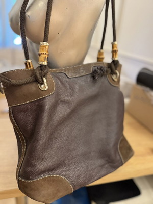 Vintage Gucci Bamboo leather shoulder tote