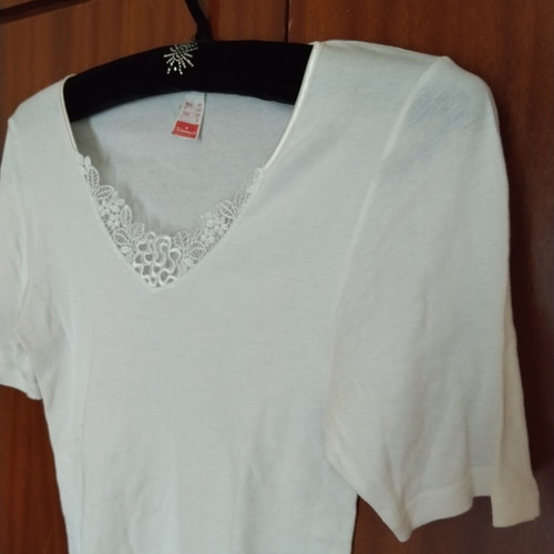 Triumph women's cotton shirt with lace, size 38, new, white