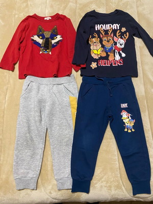 Set of 2 long-sleeve shirts and 2 pants for boy 4-5 years used