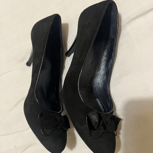 Peep toe leather pumps black size 41 new