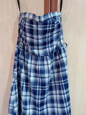 Summer dress blue check strapless like new, size S