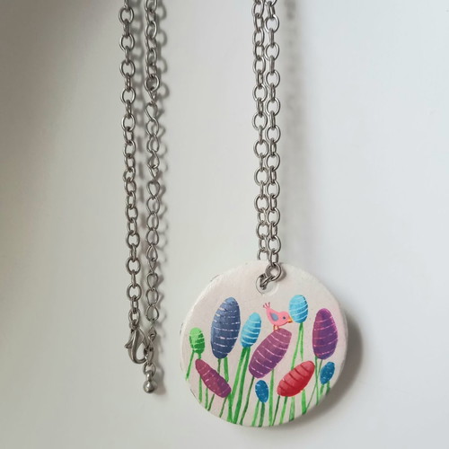 Handmade pendant new from polymer clay hand painted