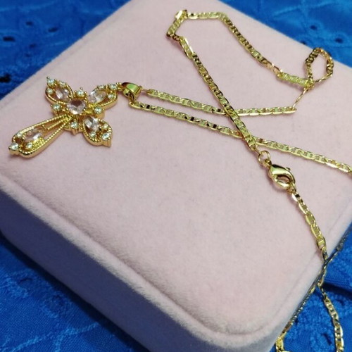 Cross with gold-plated steel chain new, length 46 cm