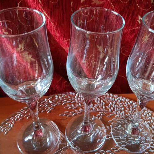 Set of glasses for liqueur and cognac 6 pieces with glass tray like new