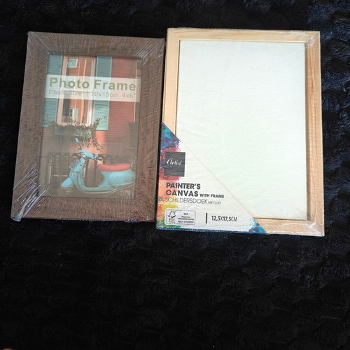 Canvas and frame new, still with plastic wrap