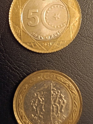 Turkish lira used, two coins 5 and 1