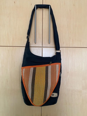 Ethnic Boho Shoulder Bag Crossbody Used Black With Embroidery