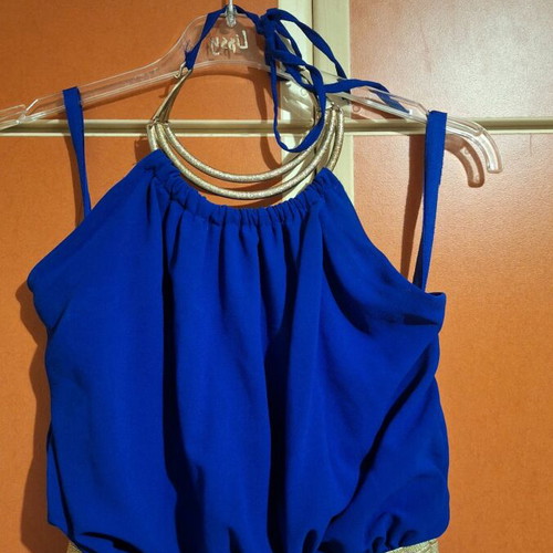 Long dress like new, size L, black and blue