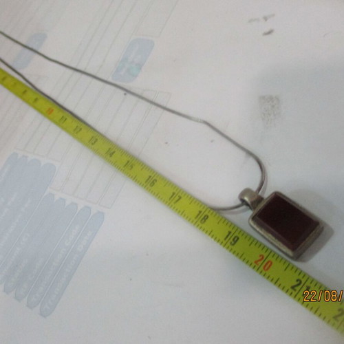 Silver necklace with carnelian pendant, 40 cm