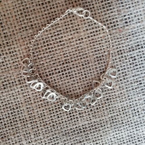 Stainless Steel Bracelet Hearts Silver Color new