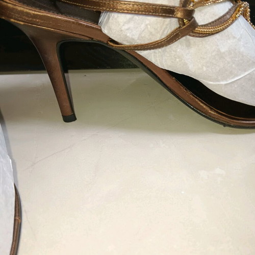 Beatrice Estel leather bronze sandals with rhinestones like new, size 40