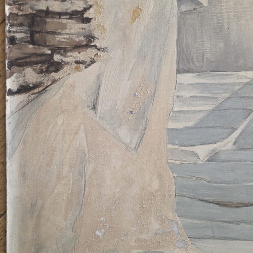 Antonis Politakis Painting Chora of Ios tempera on cardboard used