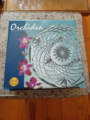 Crystal tray Italy vintage Orchidea design like new
