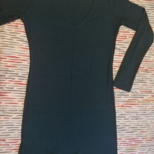 Rib mini dress dark green new