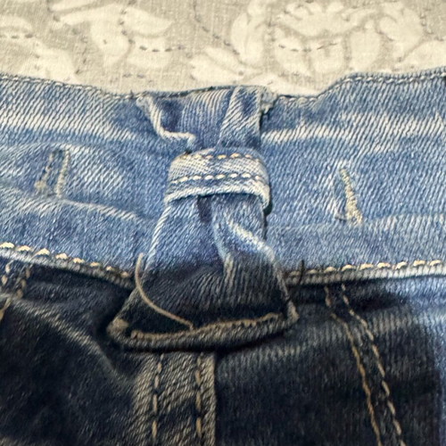 Jeans like new blue color with bows, size S/M