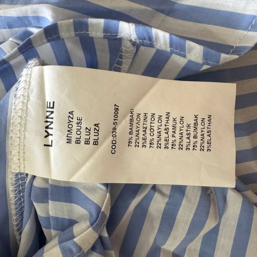 Lynne striped cropped blouse with back tie, like new, size 38