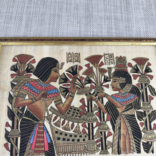 Authentic Egyptian papyrus with gold frame