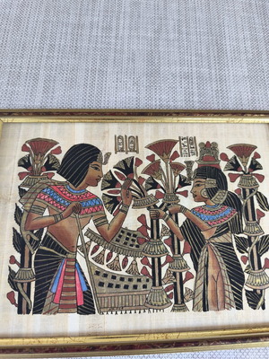 Authentic Egyptian papyrus with gold frame