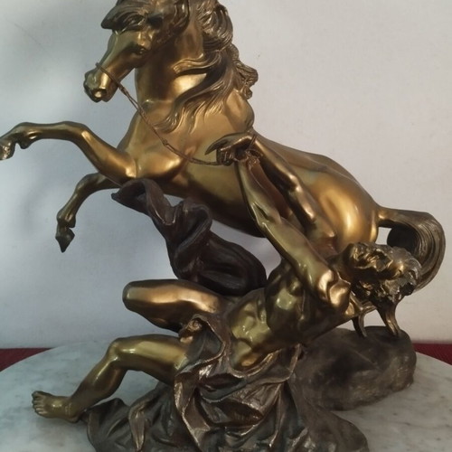 Marly Horse bronze sculpture used with marble base