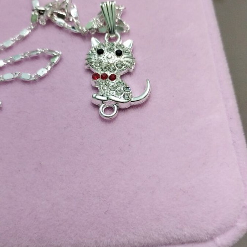 Silver chain 925 with cat pendant new, 60 cm