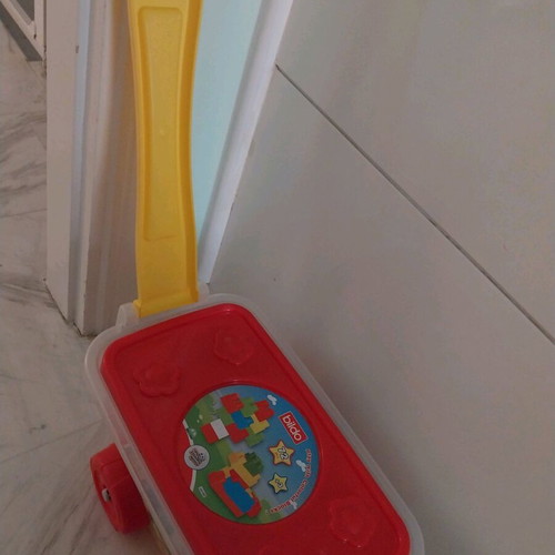 Building blocks in sliding trolley like new