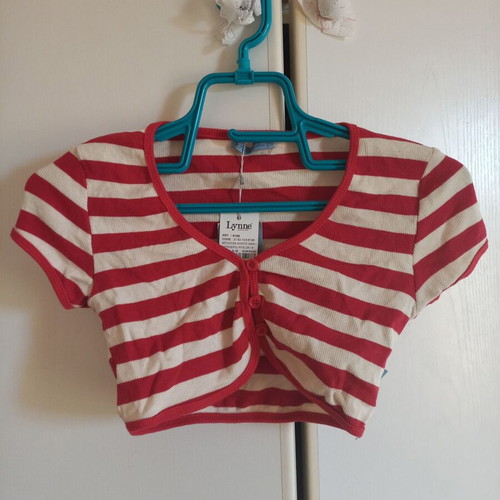 Lynne striped red and white bolero top