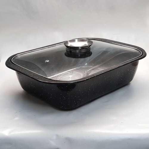 Enamel Roasting Pan new with glass lid