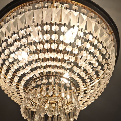 Vintage Empire Basket crystal chandelier, solid brass & Bohemia crystals