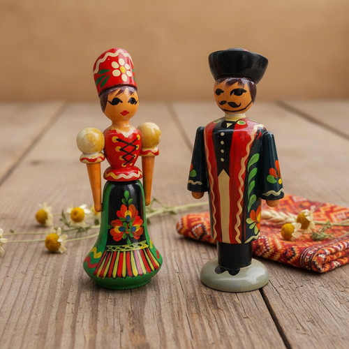 Wooden Handpainted Dolls from USSR like new, 12.5 cm