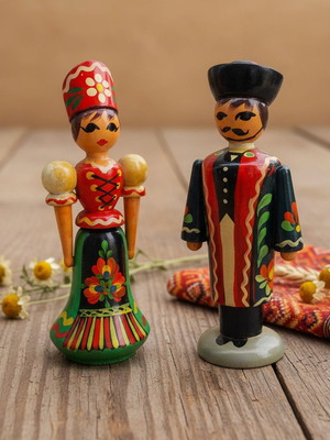 Дървени ръчно рисувани куклички от СССР като ново, 12.5 см