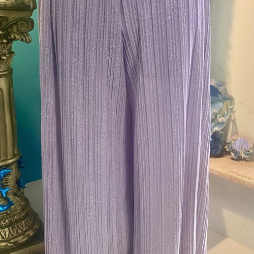 Lilac iridescent pleated palazzo pants