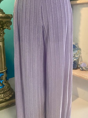 Lilac iridescent pleated palazzo pants