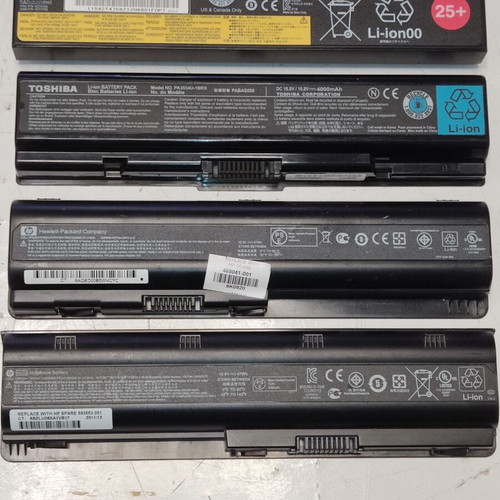 Laptop batteries pack of 4, 2 HP, 1 Toshiba, 1 Lenovo