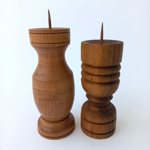 Set of 2 handmade wooden candlesticks like new