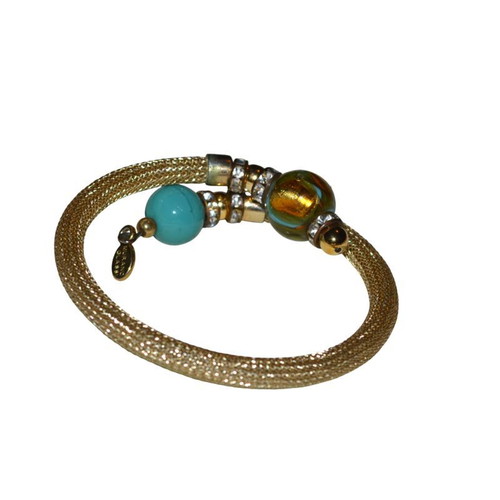 Women's bracelet gold color with Murano glass stones, like new